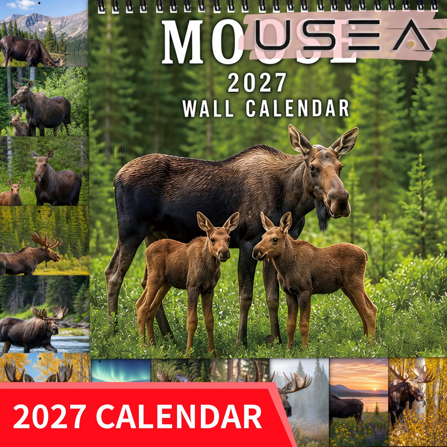 TEMU Hanging Wall Calendar Monthly Planner 12 Months Yearly Organizer, Twin Wire Calendar With Large Blocks, Nature Wildlife , Aesthetic Wall Decor,