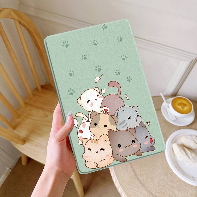 

Adorable Stackable Cat Pattern Tablet Case - Lightweight, Foldable With Auto Sleep/wake , Compatible With A7 (2020/2022), A7 Lite, A8, A9, S6, And More - With Cartoon Cats, Tablet Carrying Case