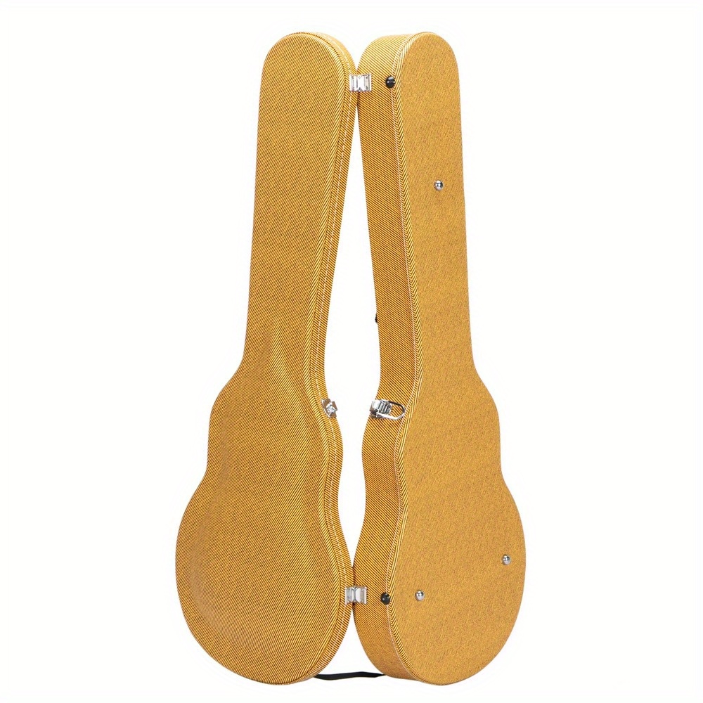 TEMU Étui de Guitare Électrique à Coque Rigide avec Verrous - Surface Renforcée Jaune, Intérieur Rembourré en Mousse, Compartiment Accessoires - pour