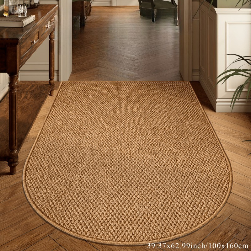 TEMU 1pc, Tapis de sol rétro américain couleur en imitation jute, texture tissée naturelle, à l' et lavable en machine, non déformable, utilisation