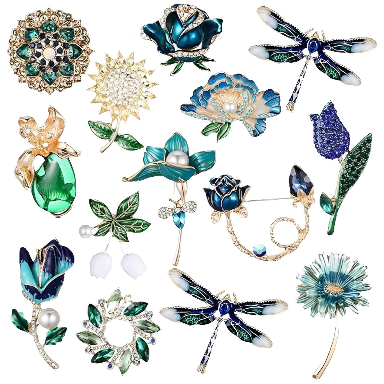 14pcs Women Brooches Set Flower Vintage Pin Daily Wear Jewelry Gifts For Women