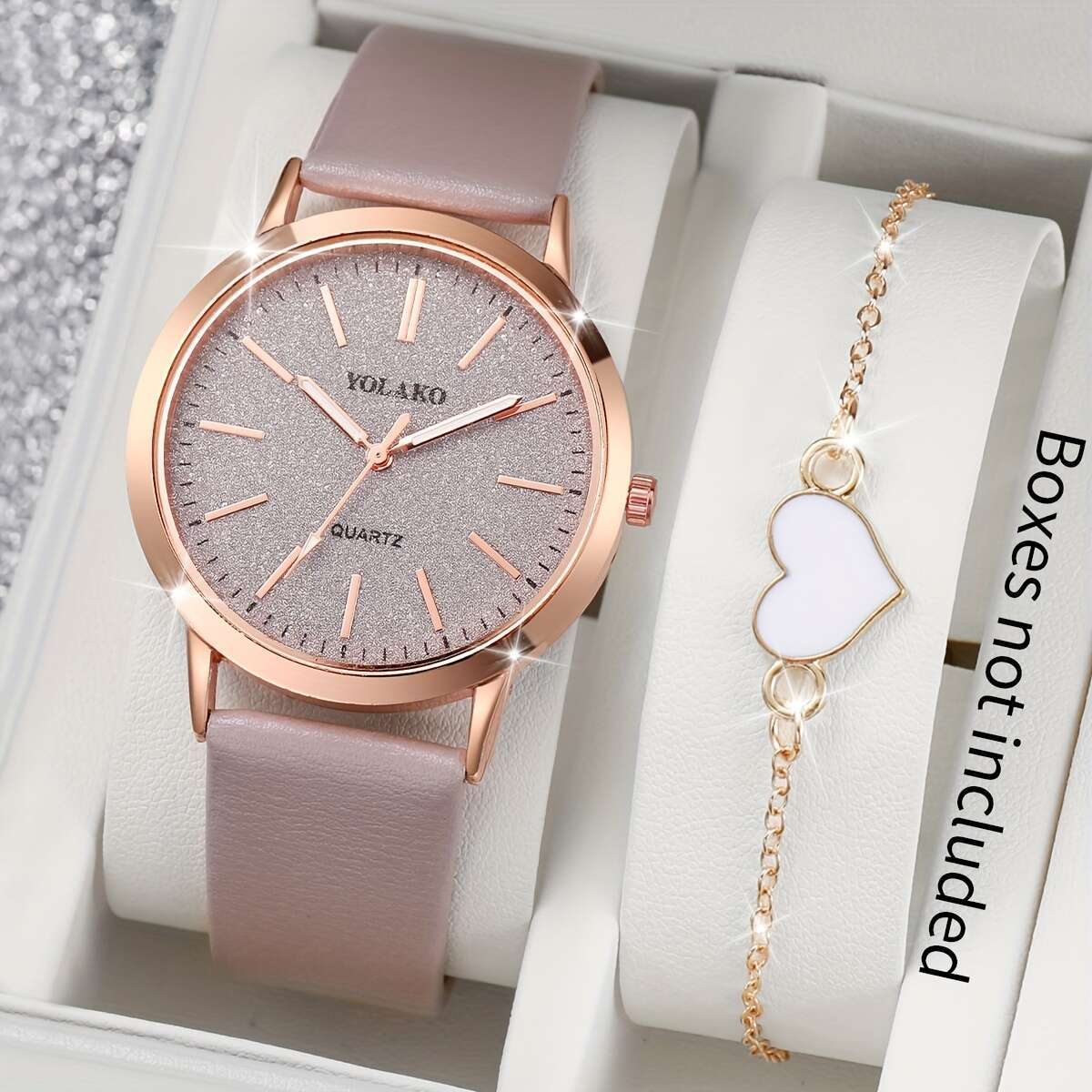 womens light luxury elegant matte scale dial   quartz watch and heart 2pcs set watch box not included