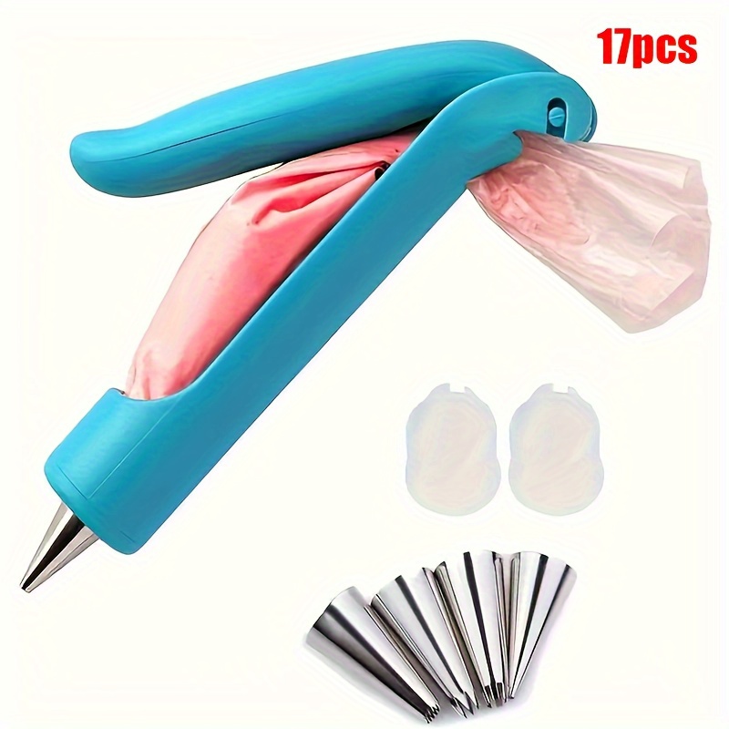 Image of 17pcs Cake Decorating Pen Set, Piping Nozzle Set, Includes 1 Pen, 2 Additions, 10 Bags, And 4 Small Stoppers, Cake Decorating Set, Pastry Piping Pen Nozzle Set