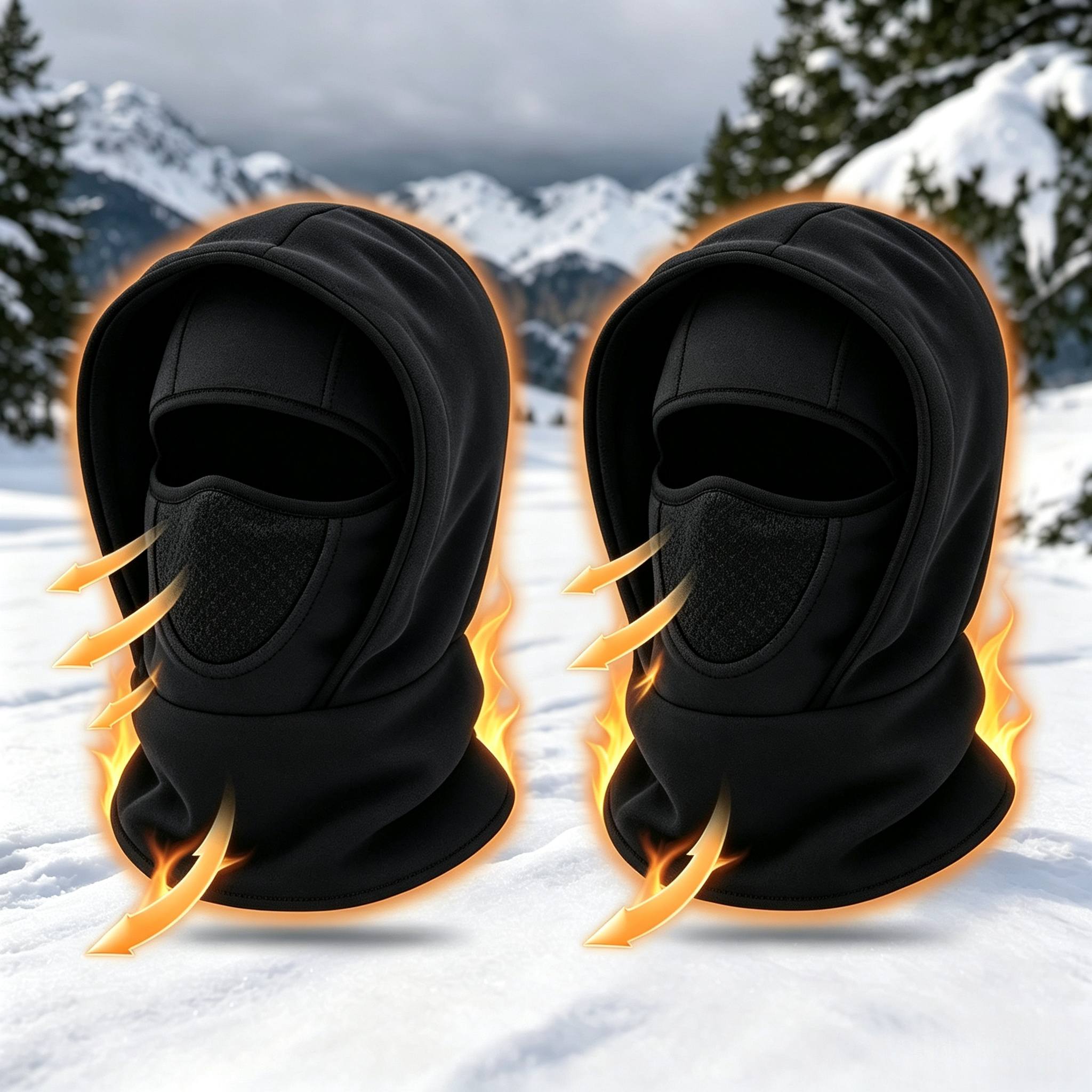 TEMU 2pcs -lined Thickened Warm Balaclava Hood, Thermal Pullover Hat, -lined Thickened Face Mask With Integrated Outdoor Face And Neck Protection,