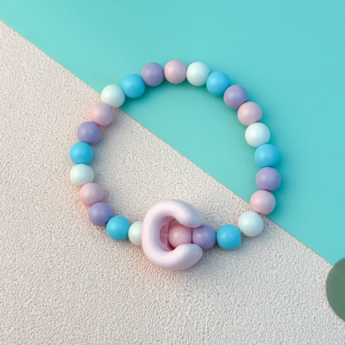 Playful Cartoon Macaron Multicolor Letter Elastic Bracelet
