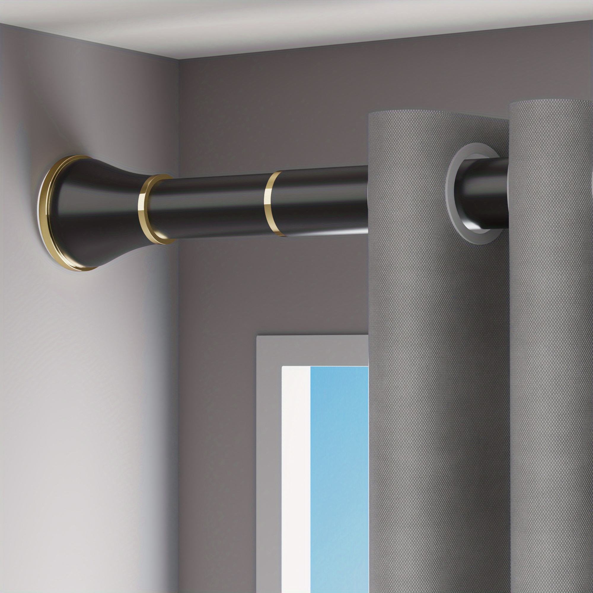Adjustable Tie Rod With Penh - No Drilling Required, Stainless Steel, With Plastic Base, Telescopic Tension Rod For Shower Curtains, Curtains, Door Curtain Supports And Wardrobe Hangers