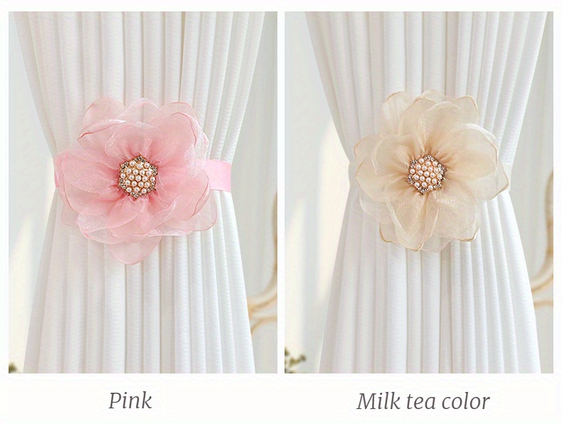 1pc elegant magnetic curtain tieback with 3d   polyester ribbon curtain holdback for bedroom and living room home decor details 6