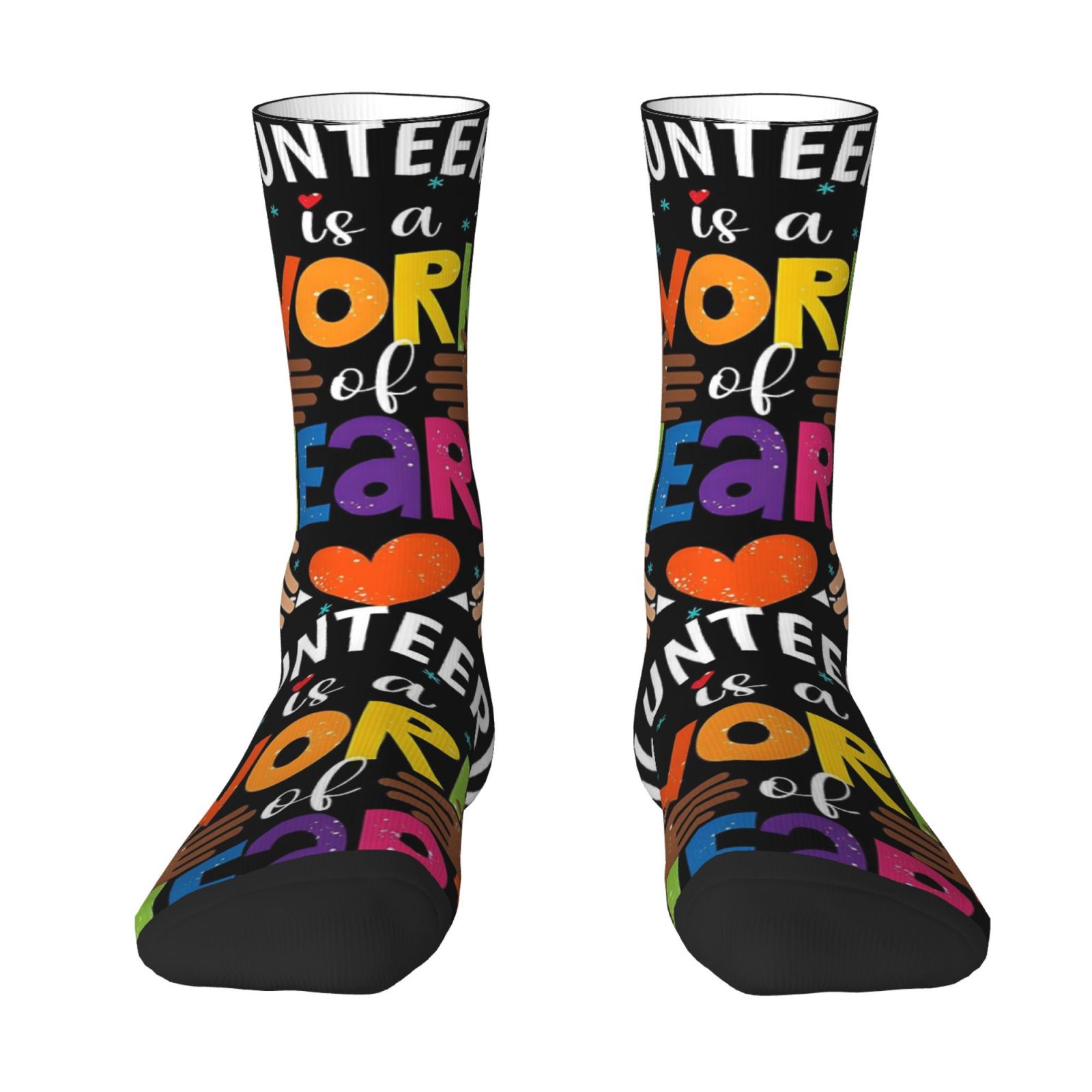 TEMU 1 Pair Of Men's/women's Novelty Printed Polyester Socks - "thank You Volunteers" Poster , Suitable For , Unique Themed Design, Durable