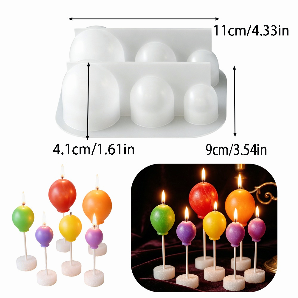 TEMU Stampo a 6 cavit� per candele a palloncino - Stampo in per resina fai da te, argilla, produzione di con design multi-cavit� per decorazioni di