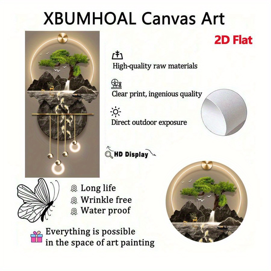 2d flat 1pc large vertical modern chinese landscape painting elegant minimalist asian scenery suitable for living room bedroom office chinese calligraphy art decor unframed decorative panel 2d flat Product details 3