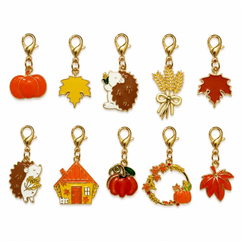 TEMU 10pcs Thanksgiving Halloween Gifts Pumpkin Maple Leaf Hedgehog Pendant Keychains Best Gifts Party Keyring Gift Bag Christmas Decorations