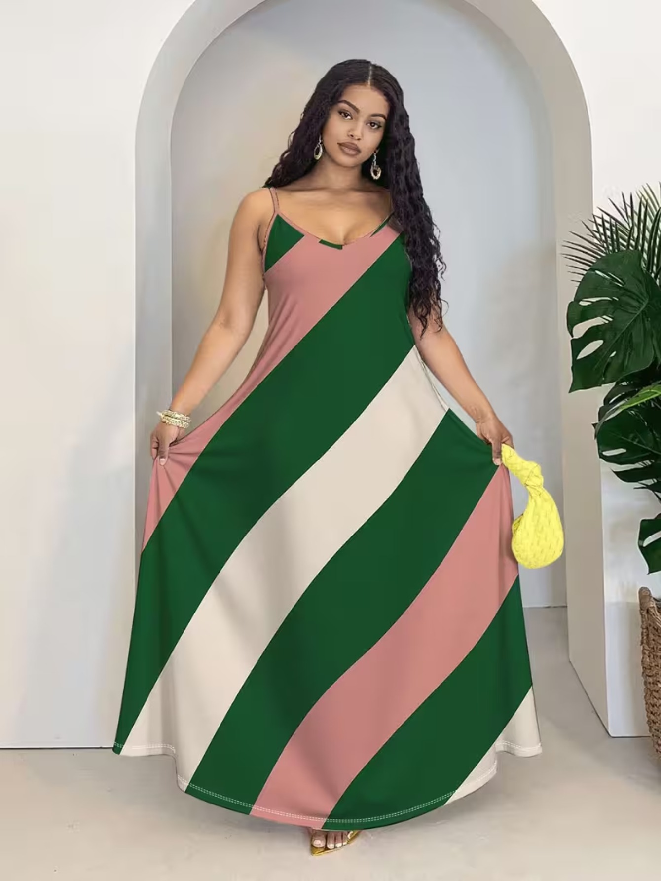 green and pink long dress Matcha Macaroon Smocked Maxi Dress main image 1