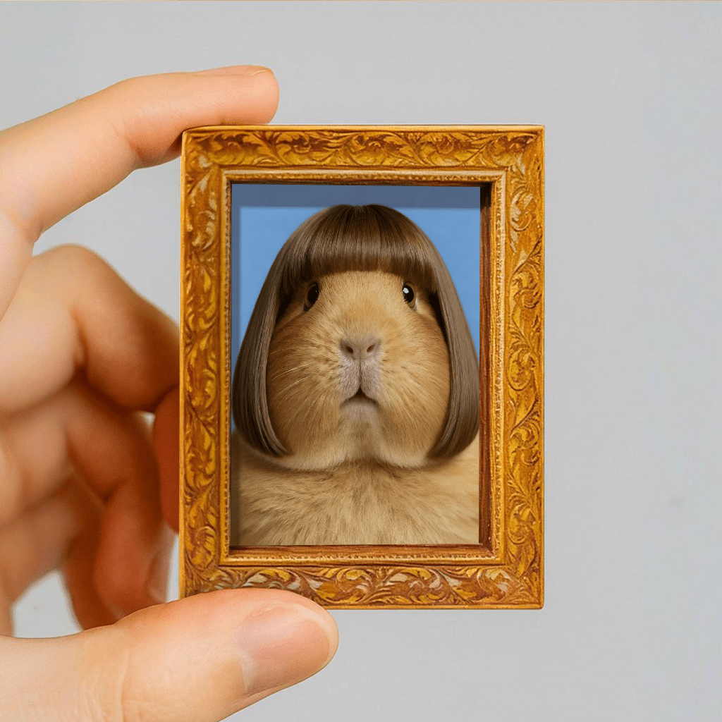 Image of 1pc Vintage Square Wooden Photo Frame Magnet Suitable For Home Decor, Wood Fridge Frame With Base & Mini Picture Holder, Dining Room, Photos, Pet Portraits - Retro Gift For Guinea Pig Lovers