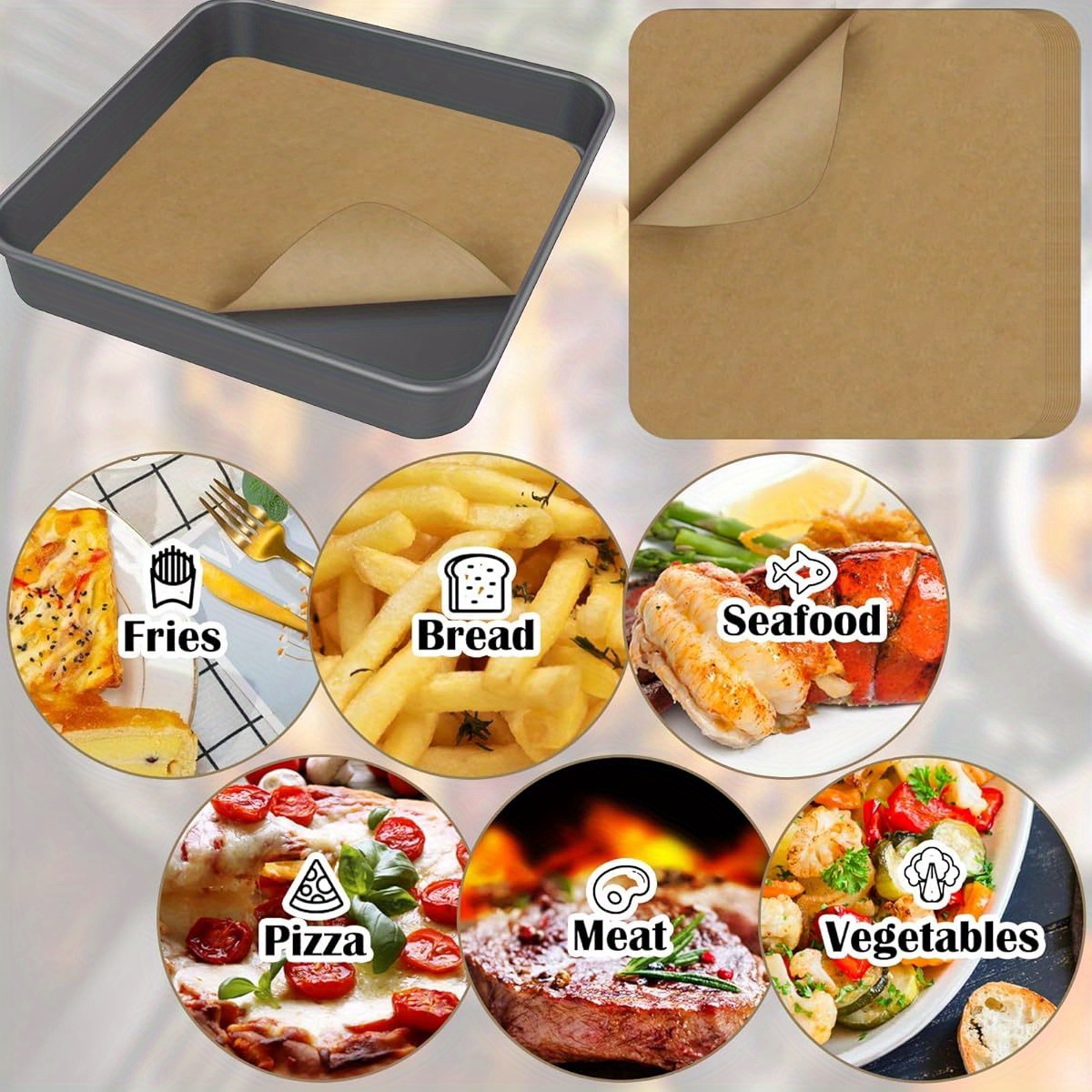 120 sheets 12-inch air fryer parchment paper squares -   bpa-free &  -free disposable pre-cut liners with rounded corners, compatible with   sp101/sp201/sp301/sp351,   & air fryers - unbleached natural wood  , safe for baking, grilling, roasting - easy  ,   cooking, leakproof design, air fryer liner xl, air fryer liners non stick, air fryer   Product details 0
