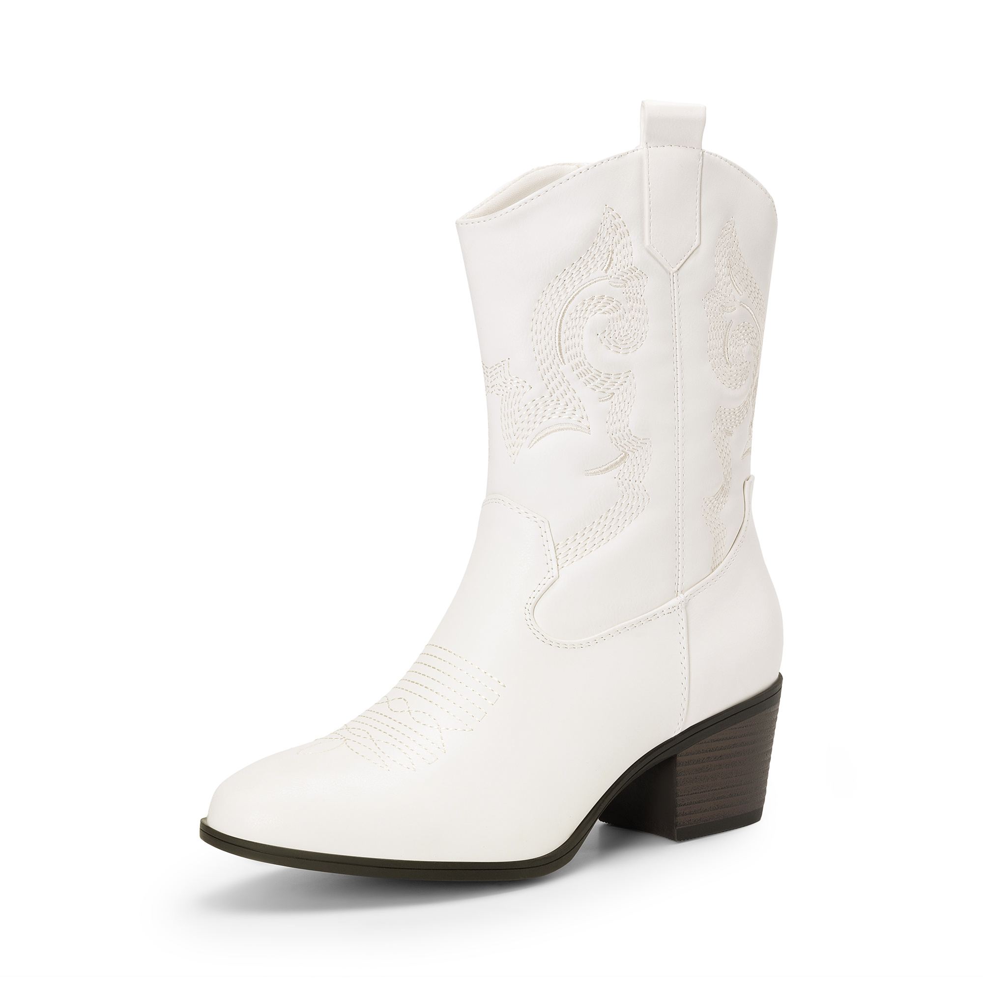Image of Dream Pairs Women's Embroidered Ankle Cowboy Boots - Round Toe Western Style With Low Chunky Heel For Casual Wear, Women Shoes
