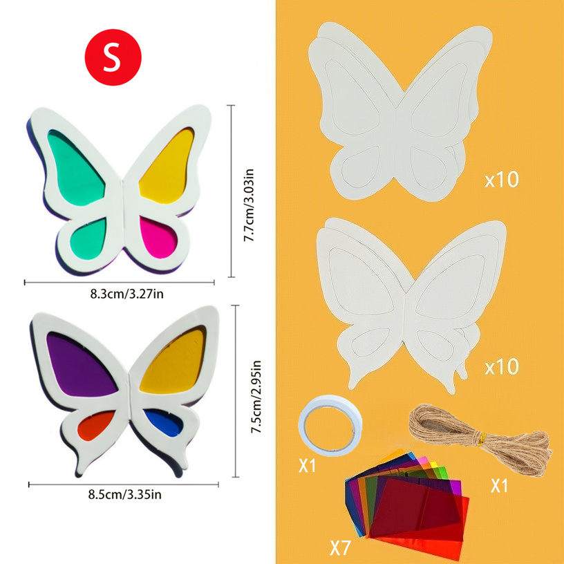 TEMU A Set Of 29pcs Material Package, Light And Shadow Wings, You Need To Yourself, Including 20pcs White Cardboard Butterflies & 7pcs Colored