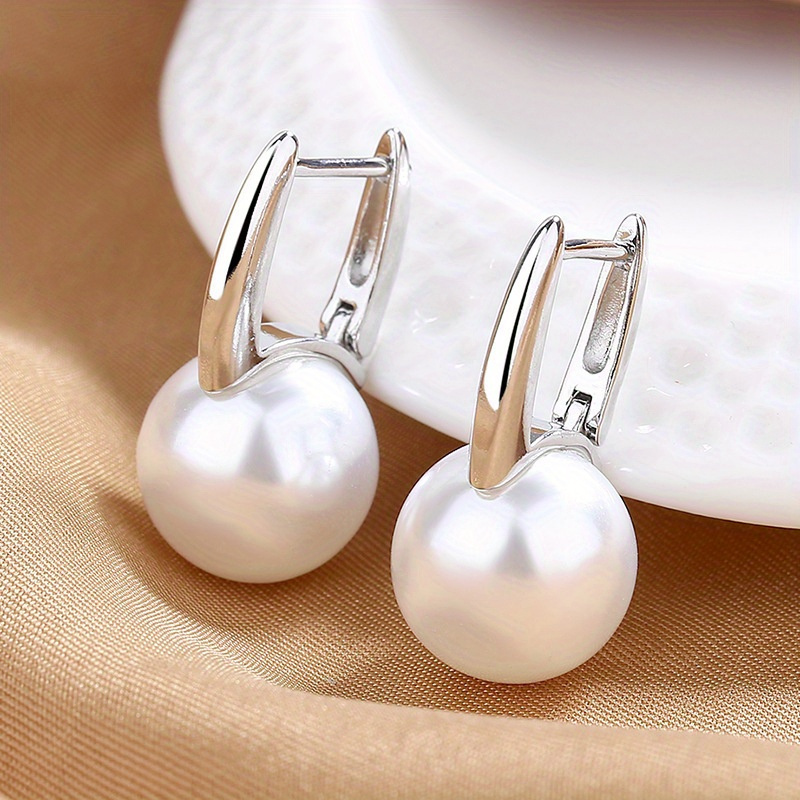 E-shop Elegante Geometrische Ohrringe für Frauen, 1 Paar Luxuriöse Kunstperlen Hochzeit Verlobung Party Schmuck Accessoires, Hochzeitsohrringe