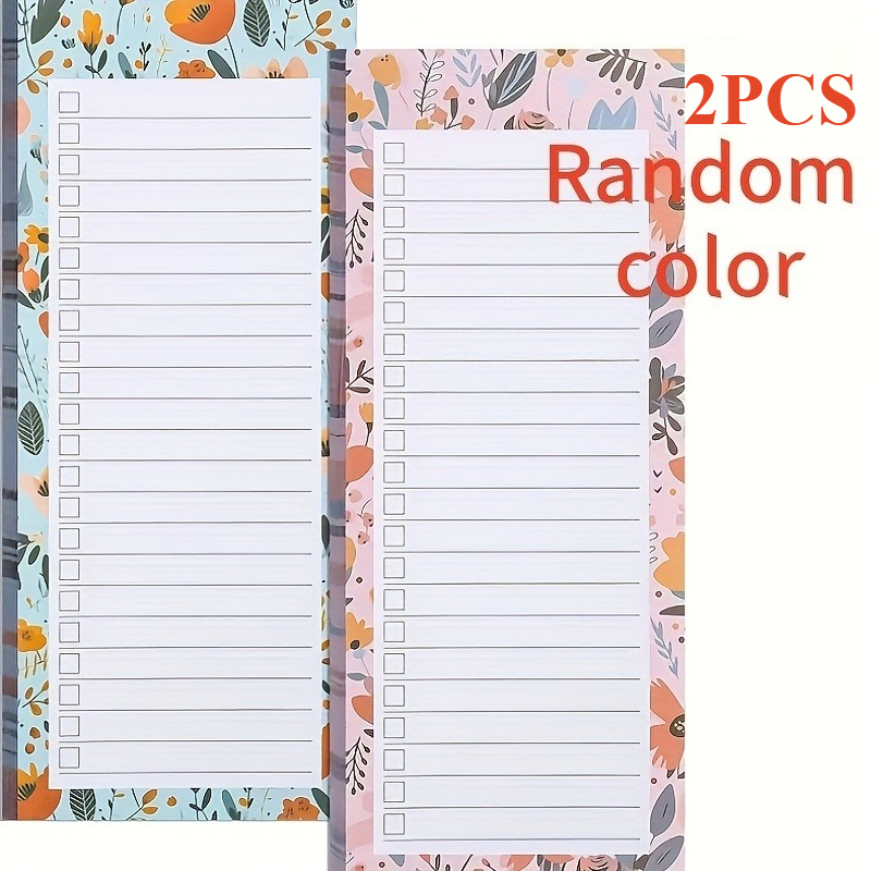 TEMU 2 Magnetic Floral Self-stick Notepads, 100 Pages Assorted, 50 Sheets Per Pad. Rectangular Whiteboard And Fridge Memo Pads For Shopping Lists,