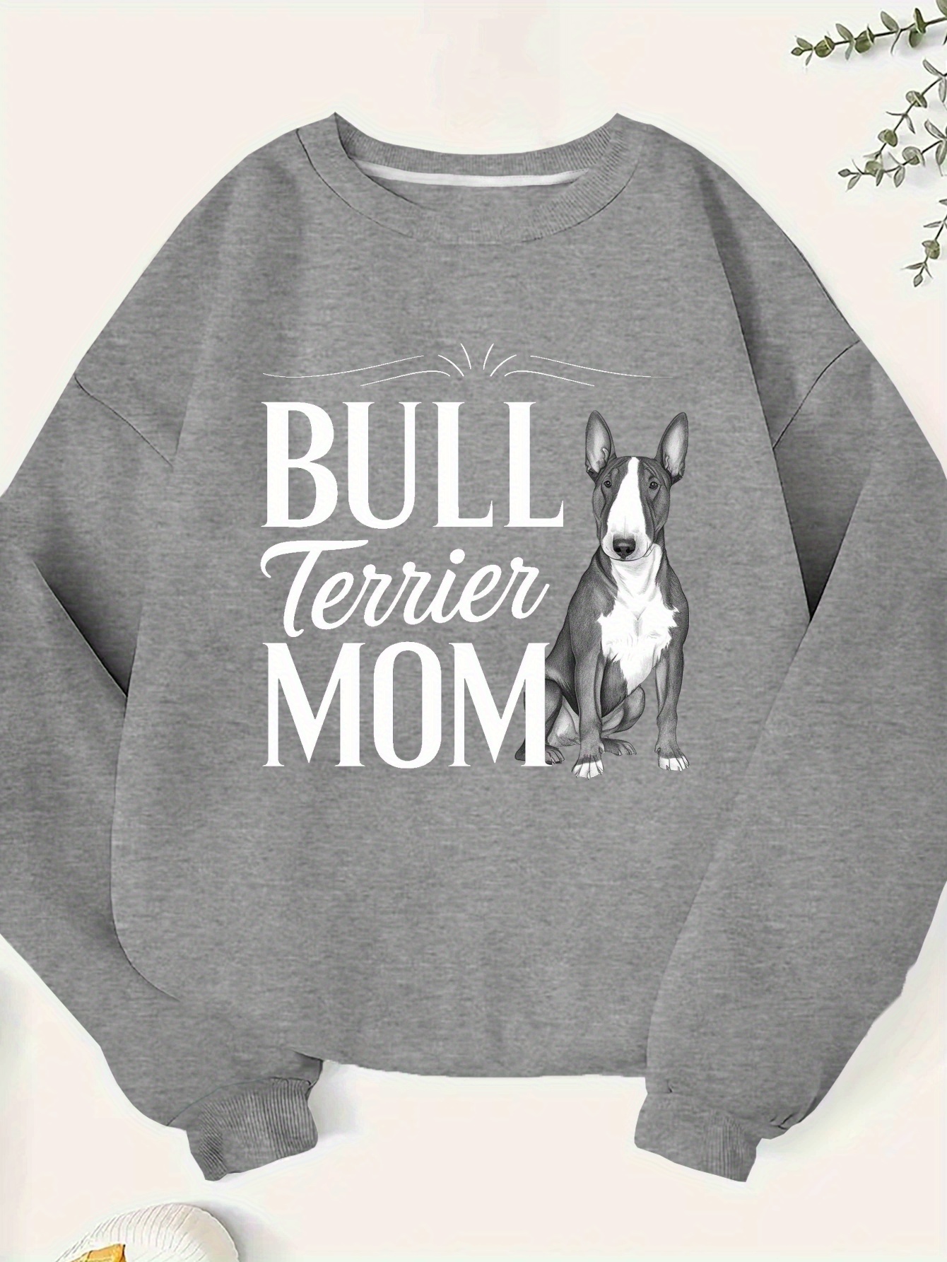 여성용 플러스 사이즈 불테리어 엄마 그래픽 스웨트셔츠 그린 강아지 애호가 풀오버 흰색 불테리어 얼굴 발바닥 - Temu Republic  of Korea, image size:800x1066