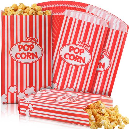 item picture 300pcs popcorn bags bulk paper individual servings popcorn bags flat disposable movie night themed carnival supplies graduation summer party supplies 2 oz