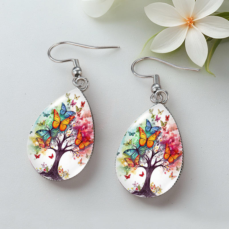 TEMU A Pair Of Colorful Drop Earrings, Handmade Glass Pendant Jewelry Gift, Without Battery