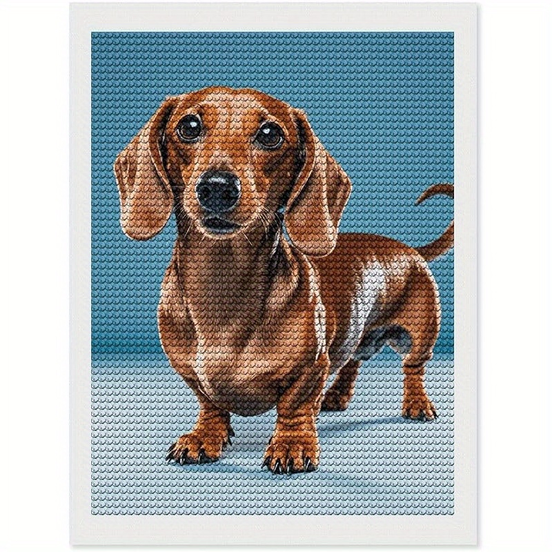 TEMU Dachshund Weiner Pet Dog 5d Diamond Painting Kits For Adults Beginner Diy Round Diamond Dots Paintings Paint With Diamond Crafts Kits Synthetic