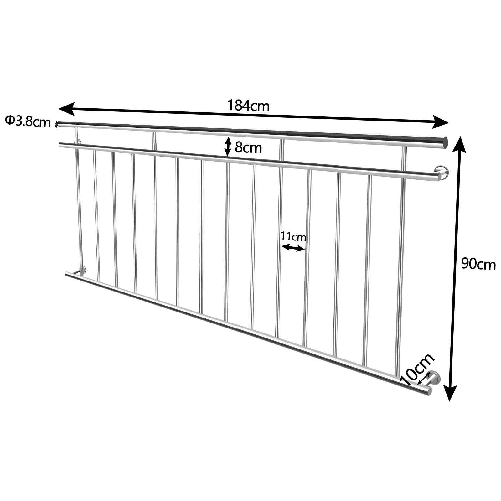 E-shop Französisches Balkon Edelstahl Geländer Balkon Geländer Terrassen Geländer Pflegeleichte Füllstangen Stab Geländer Balkon Gitter Balkon Brüstung