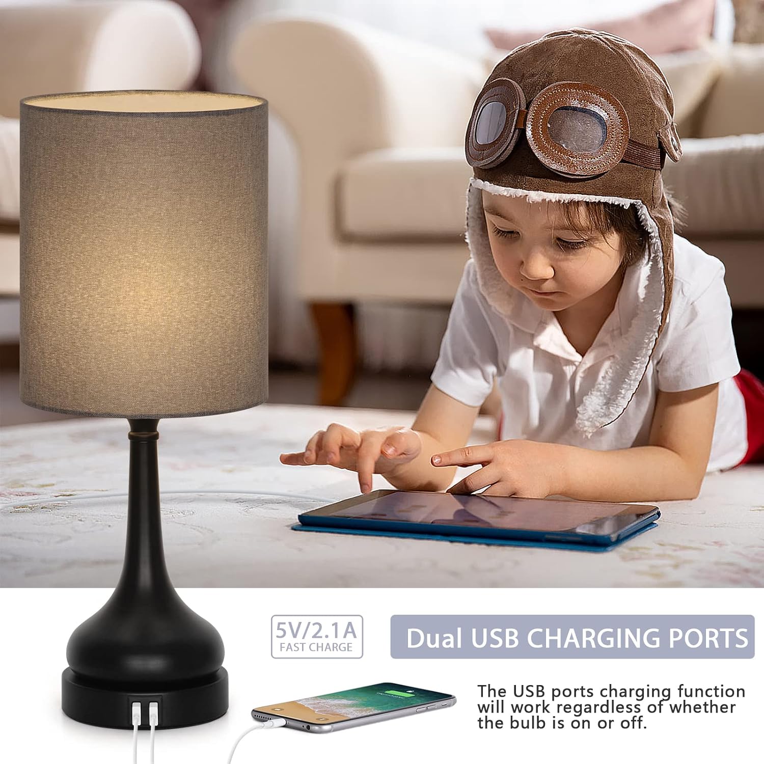 set touch bedside lamps dual usb ports table lamps usb Temu