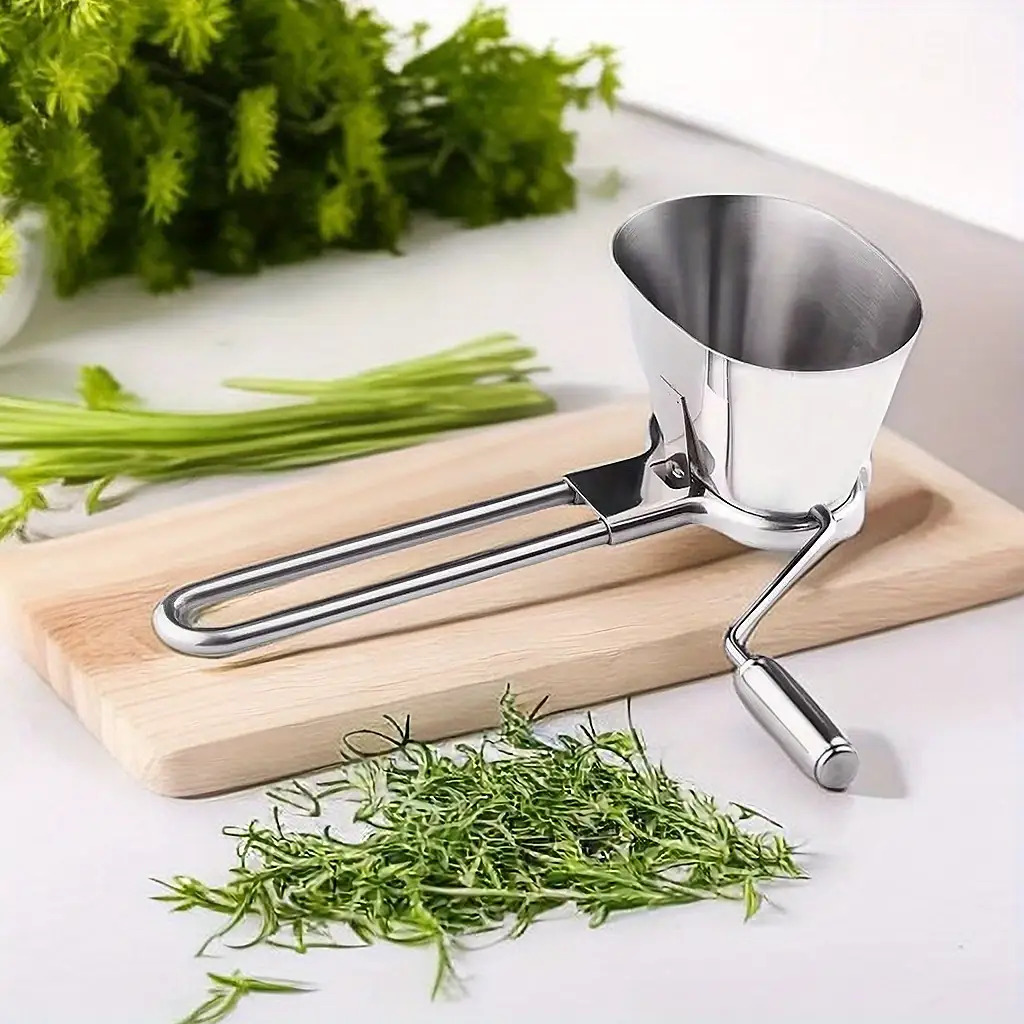 stainless steel manual heavy-duty kitchen chopper with ergonomic handle & sharp blades - heavy-duty 304 stainless steel construction, manual operation for chopping vegetables, herbs, garlic, ginger, onion, meat, cheese, nuts - easy- , no electricity needed, compact & portable for home & outdoor use - ideal for camping, picnics, small kitchens - durable & hygienic food processor alternative - versatile for slicing, dicing, mincing, grating - sturdy base for stability Product details 0