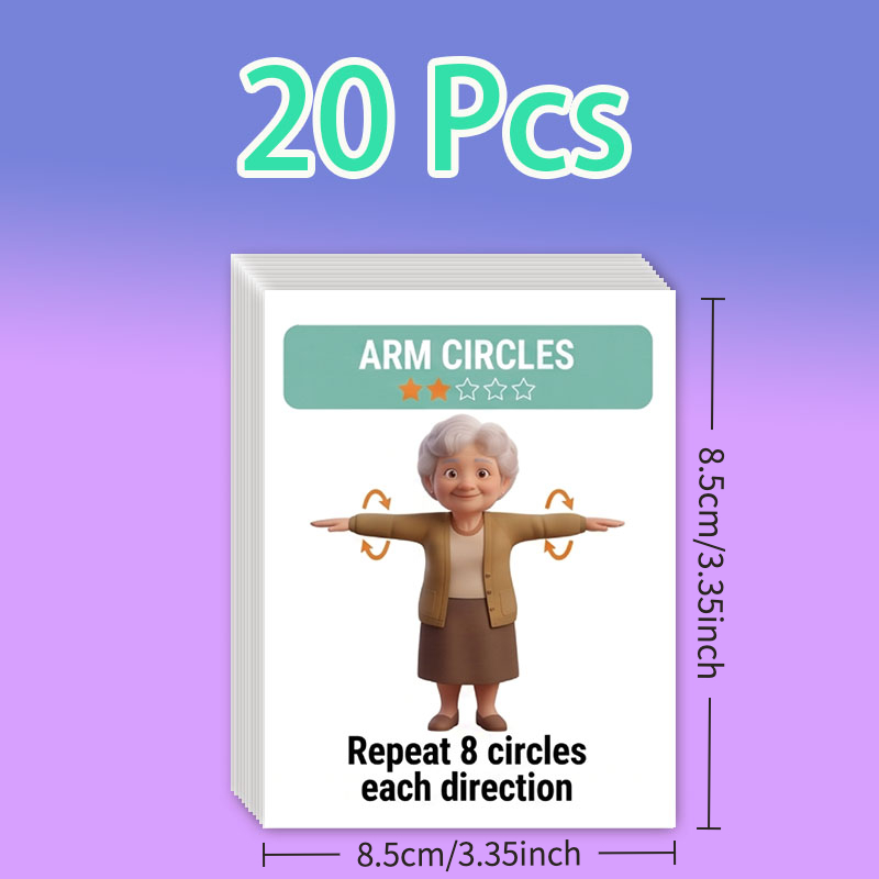 TEMU 20 Standing And Sitting Exercise Cards For Seniors, With Clear Graphic Instructions, Suitable For Reference In Home Fitness Exercises For The