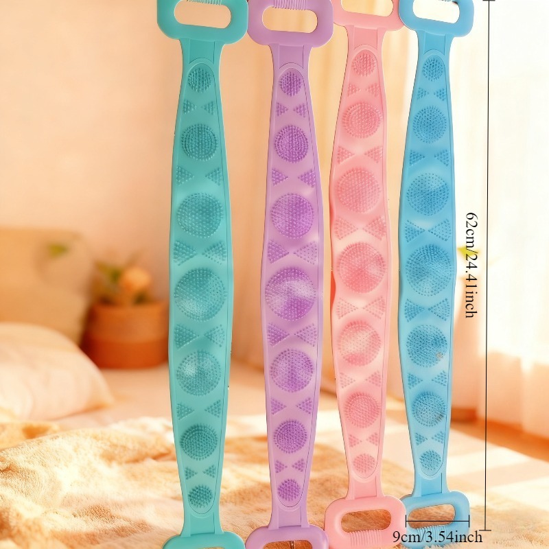 4pcs Bath Sponge and Back Massage Shower Extender Set with Hooks