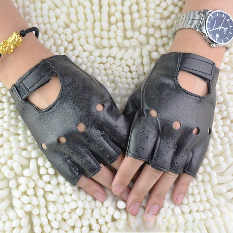 

1pc Men's Half Finger Leather Gloves, Non Gloves Performance, Style Gloves