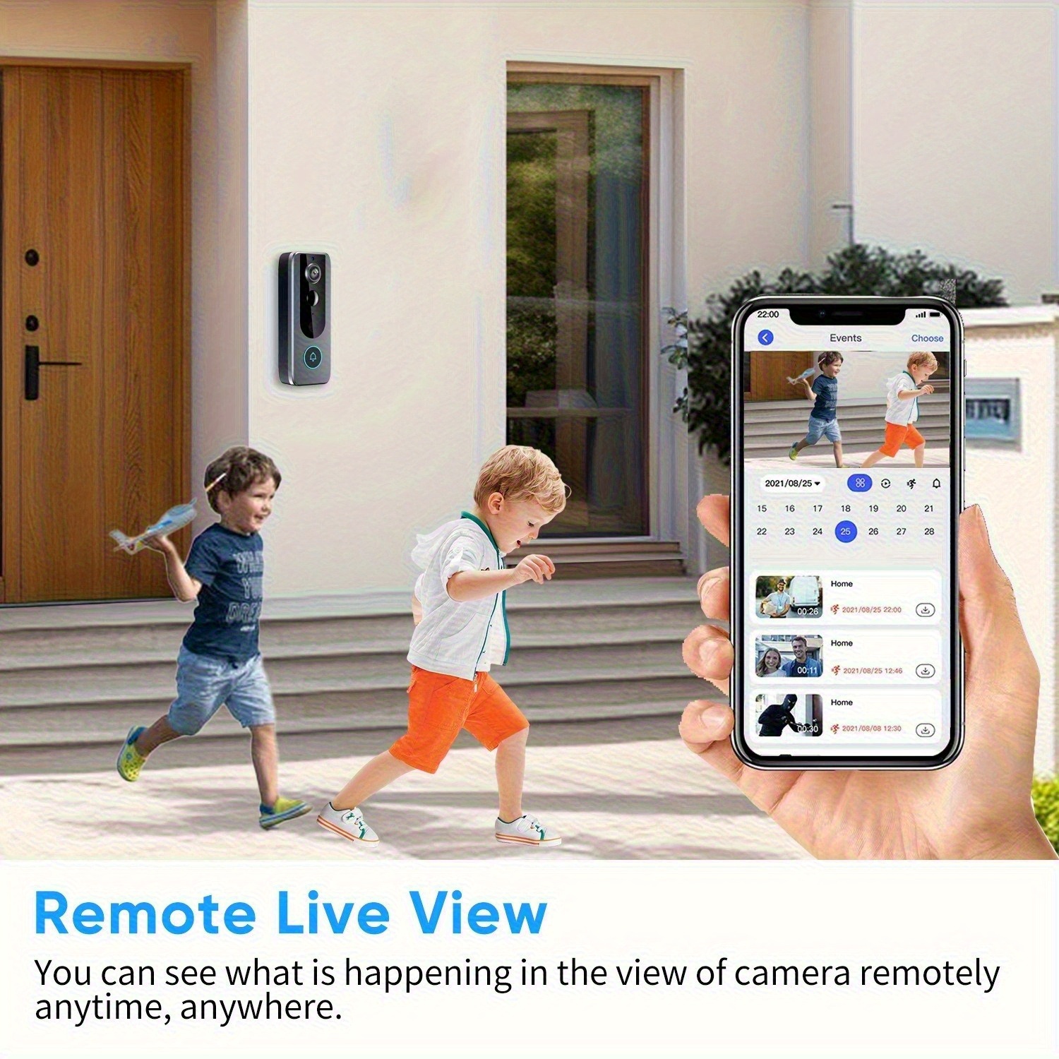 wireless video doorbell system with 2k hd security camera,  ° wide-angle view,   audio, motion detection alerts, night vision, instant recording, compatible with smartphones/tablets, usb-powered doorbell camera with wireless  , battery-powered with low voltage operation, ideal for front door/outdoor security monitoring,  ,   (black/blue) Product details 7