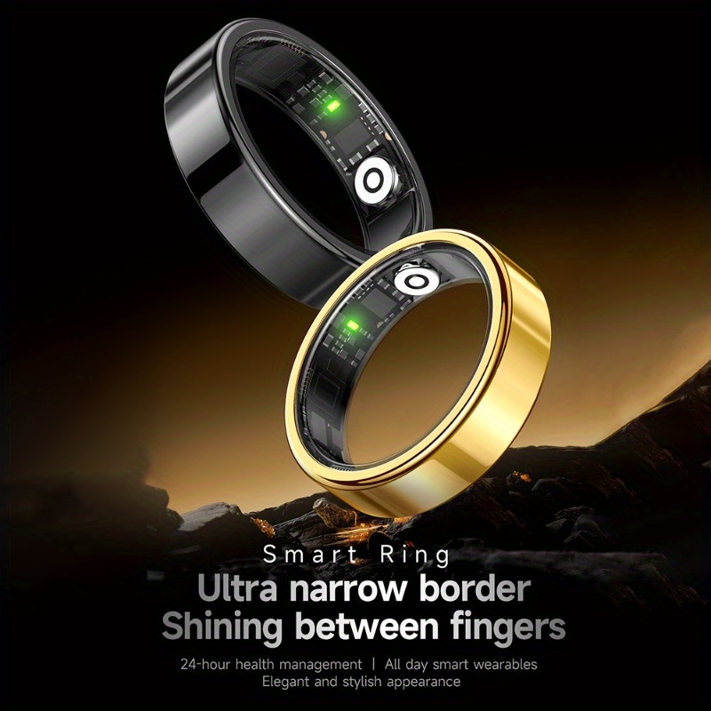 Smart Health Tracker Ring - Wireless Enabled Stainless Steel Activity Tracker with Rechargeable Battery, Modern Design for Fitness & Wellness - Ideal Holiday Gift for Couples, Wellness Monitoring, Sleek Accessory, Durable Build, Metallic Finish, Health Monitoring, Contemporary Jewelry, Highquality Material, Techsavvy Users