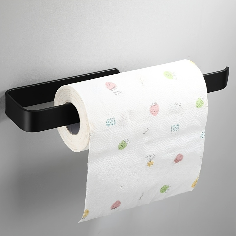 Image of Self-adhesive No-drill Plastic Paper Towel Holder - Dual Use As Wall-mounted Towel Bar & Ring, Durable Towel Rack With Strong Adhesive Strips, Space- Design For Hand Towels, Towel Holder For Bathroom