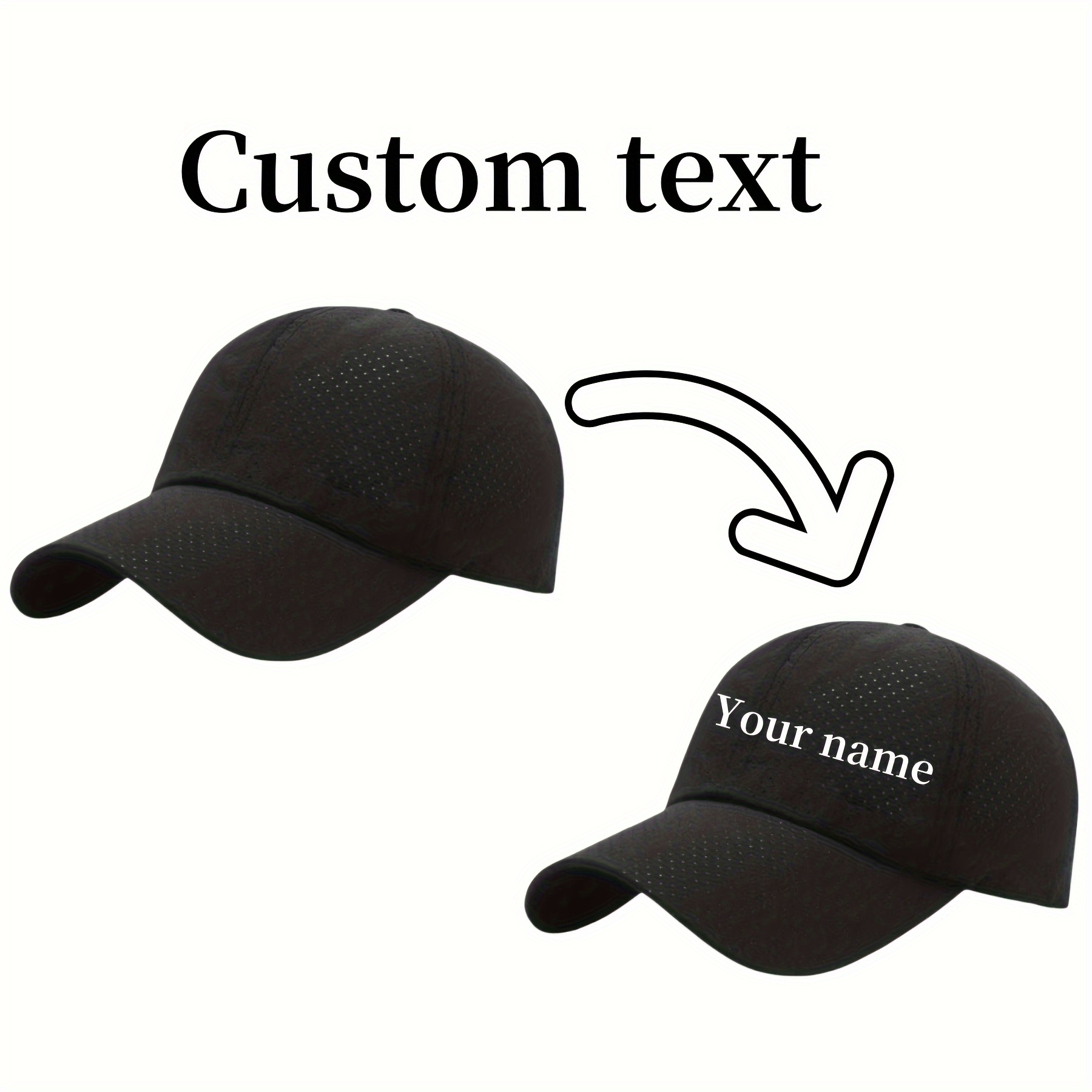 TEMU 6 Custom Baseball Caps - Breathable Quick-dry Mesh Adjustable For Men And Women, Suitable For Outdoor Sports Like Golf, Tennis, Running, And