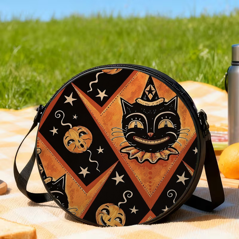 TEMU 1pc Halloween Cartoon Patterns-ladies' Shoulder Bag, 2d Printed, Adjustable Shoulder Strap, Zipper Closure, Backpack Style | Casual Fashion