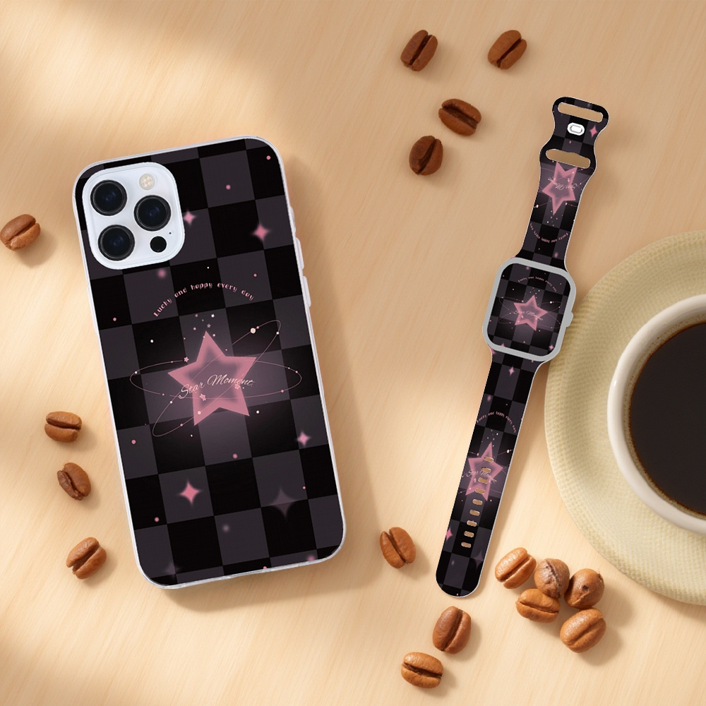 Lucky Star & Checkered Pattern Gift Set for iPhone and iWatch
