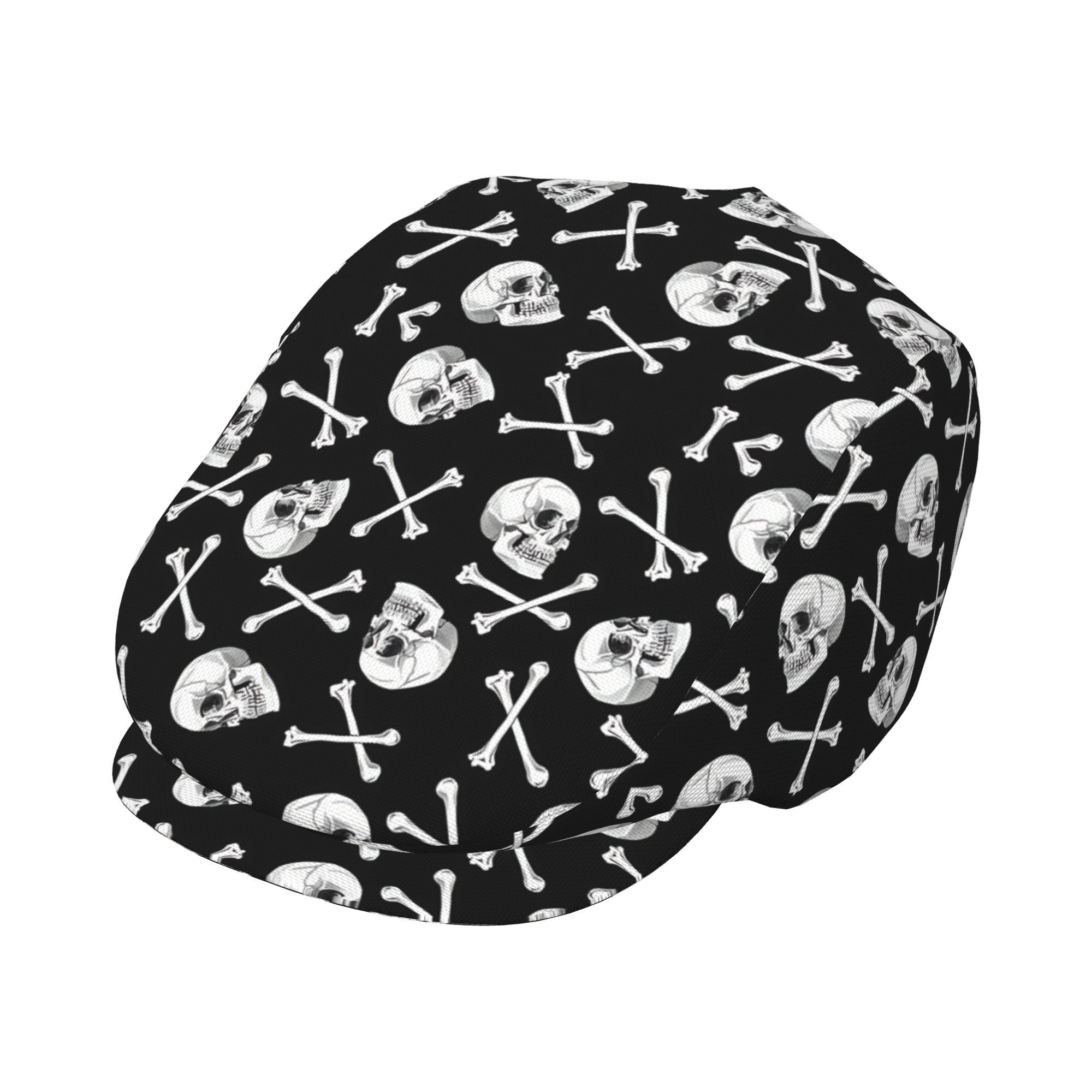 TEMU 1 pièce Casquette plate réglable gothique pirate avec et os croisés - Motif unisexe d'os entrelacés , résine ABS et polyester, léger style