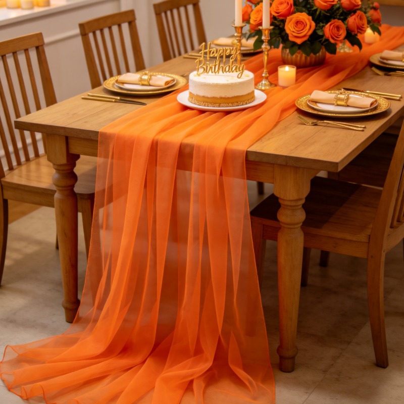 TEMU Chemin de table décoratif en orange foncé aux chauds avec une chute et une qualité floue et . Convient pour les installations au plafond,