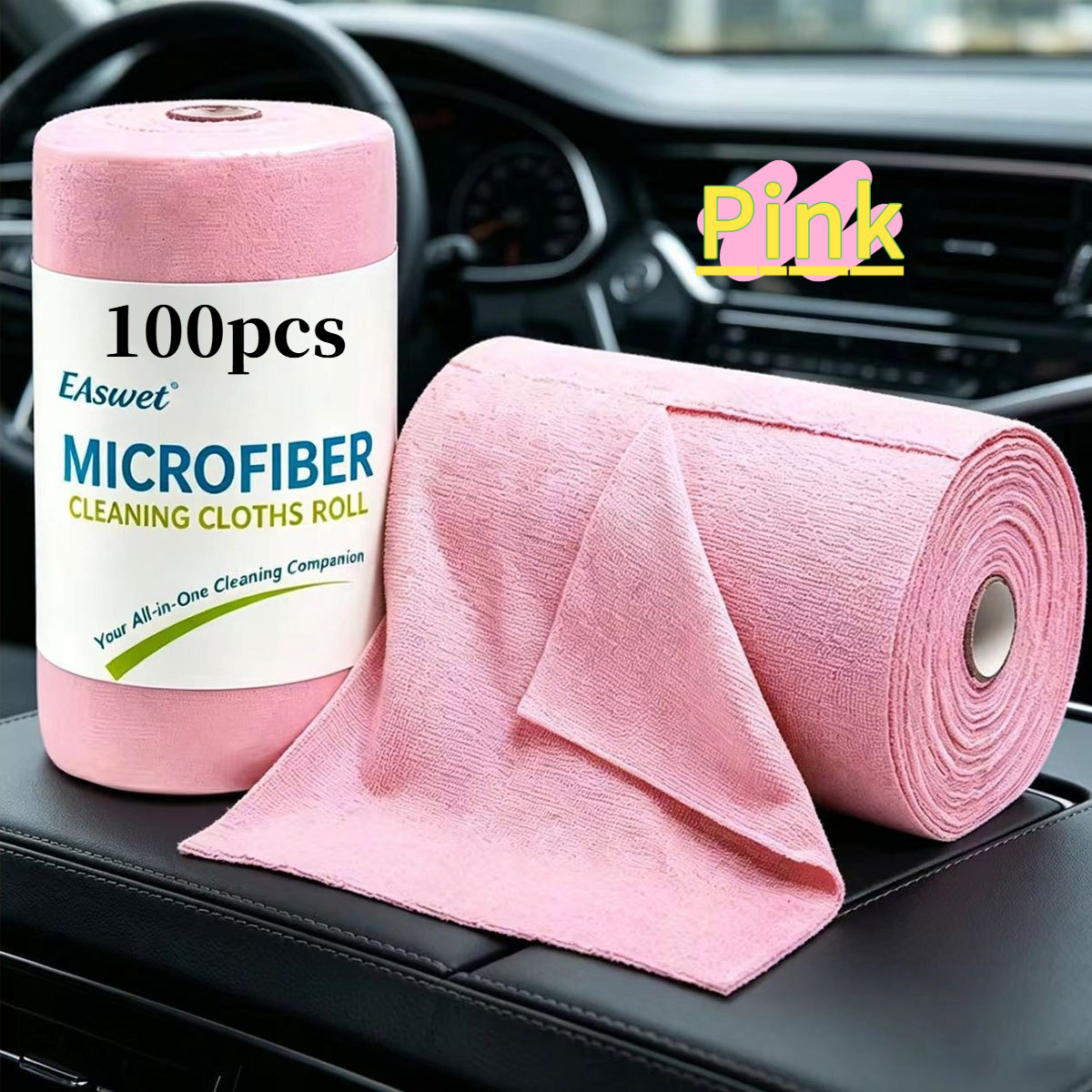 TEMU 1 Roll/100pcs Extra Large Roll Of Fiber Car Towels, Car Cleaning Towel Roll, Reusable Cleaning Cloth, Fiber Towel Roll Convenient Hand-tearable