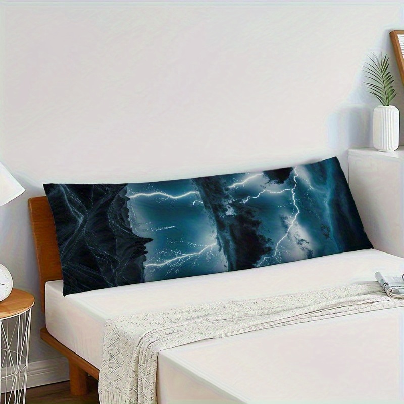 TEMU 1pc Full Body Support Pillow, Size 20x59 Inches, Double-sided Printed, Pillowcase , Lightning , Polyester Material, Zipper Closure, Machine