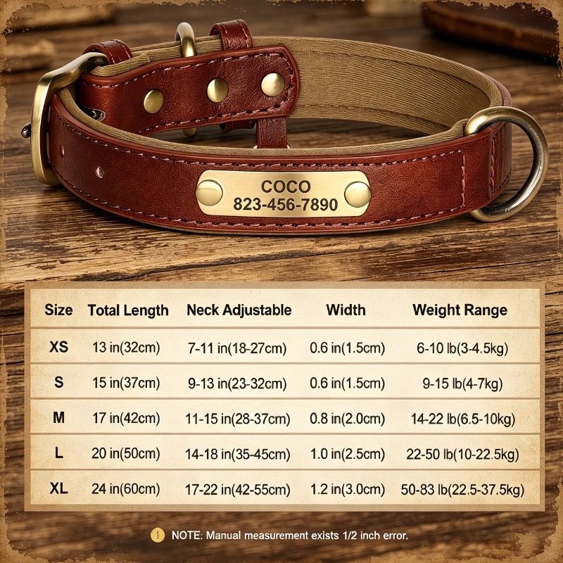 TEMU Personalized And Customizable Faux Leather Collar With Soft Thickened Inner Lining That Won't Choke, Suitable For Dogs And Cats