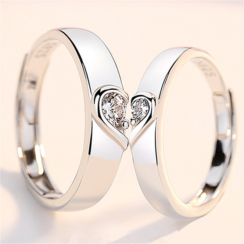 TEMU 2pcs Couple Rings, A Pair Of Adjustable Couple Rings, Autumn And Winter Promotion, Elegant And Versatile, Suitable For Daily