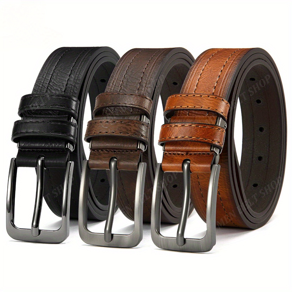 TEMU 3pcs Men's Casual Vintage Belt Set | Sturdy And Design For , Mature Individuals, And Style Lovers | Ideal Present For Any Event