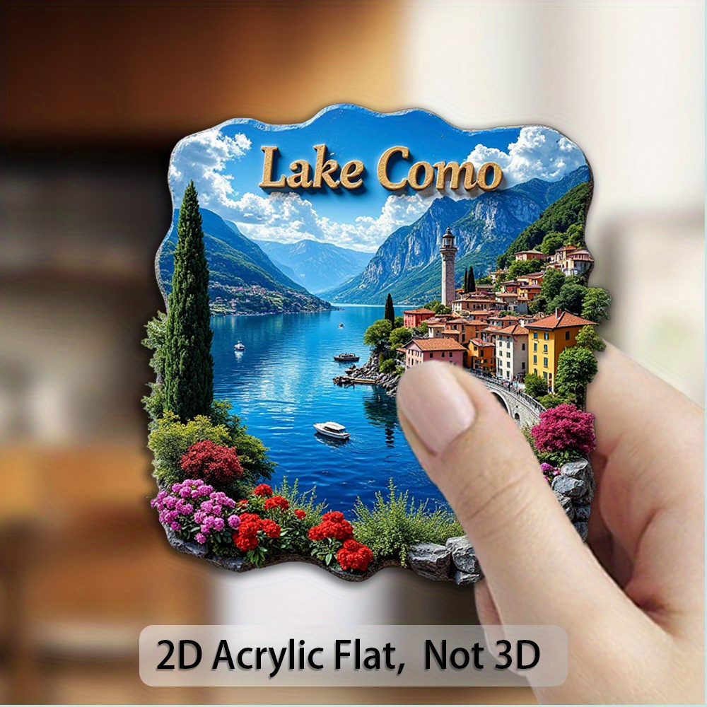 TEMU 1pc Italian Lake Suitable For Italian Landmarks Fridge Magnets With & Scenery - Heavy-duty Acrylic Magnetic Sticker For Fridge Door Decor,