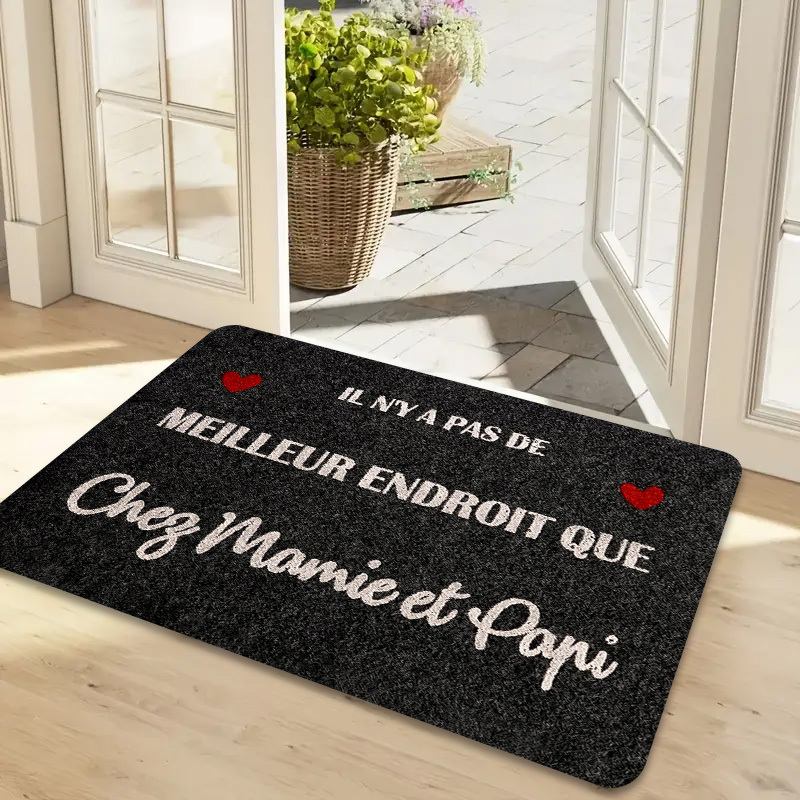 TEMU Tapis de Fond Foncé avec un Cœur Rouge et Blanc en Divers Styles "IL NY A PAS de MEILLEUR ENDROIT QUE Chez Mamie Et Popi". En Flanelle,