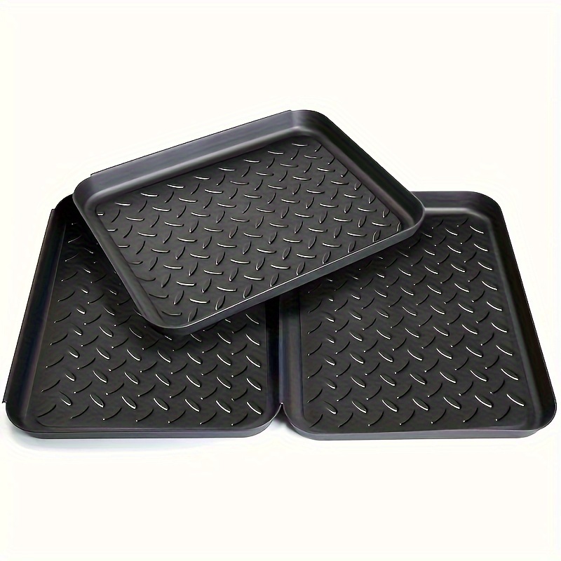 Image of Set Of 3 Shoe Drip Trays, Designed To Hold Insoles, Made Of Plastic, Ideal For Shoes, Rain, Pets, And Suitable For Indoor And Outdoor Use, Measuring 35 X 27 X 3 Cm.
