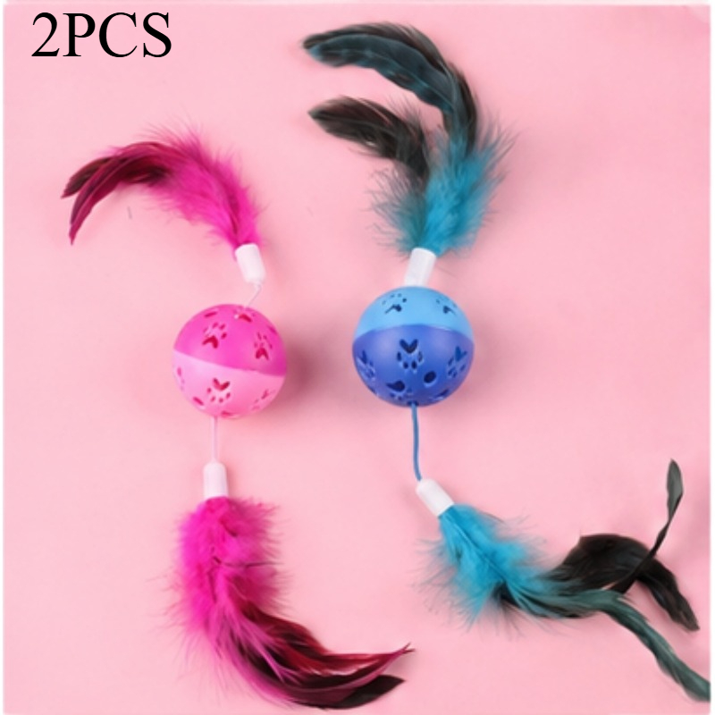TEMU 2-delige set (blauw en roze) van schattig speelgoed, geschikt voor katten om alleen of interactief te spelen - Ingebouwde bel maakt geluiden om