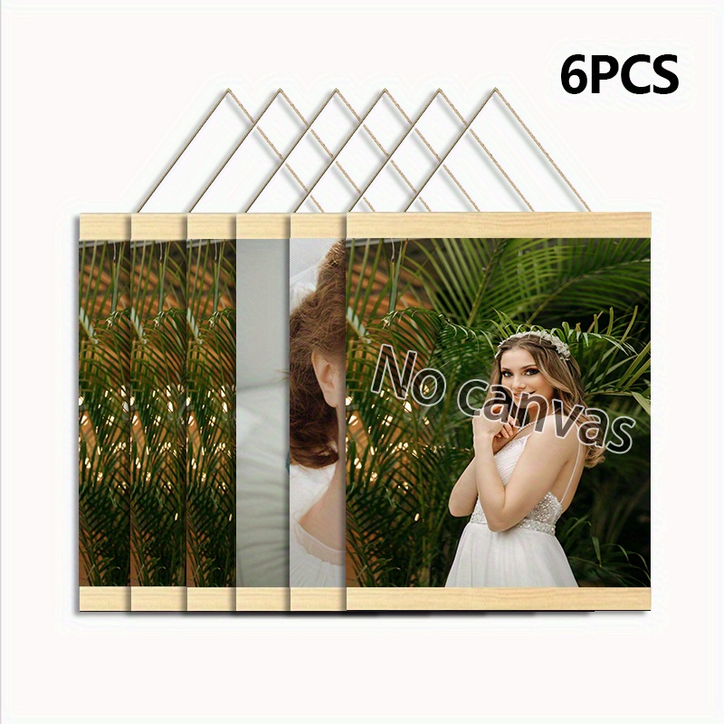 TEMU 1pc/3pcs/6pcs Wooden Magnetic Hanging Picture Clip, Suction Magnetic Hanging Picture Frame, Picture Frame Photo Hanging Cloth Hanging Shaft Rod,